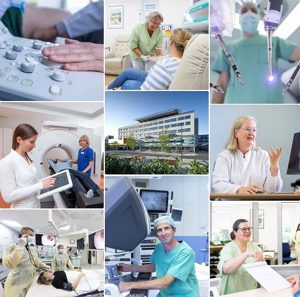 Bildcollage verschiedener Eindrücke aus den Krebszentren am AKH Celle